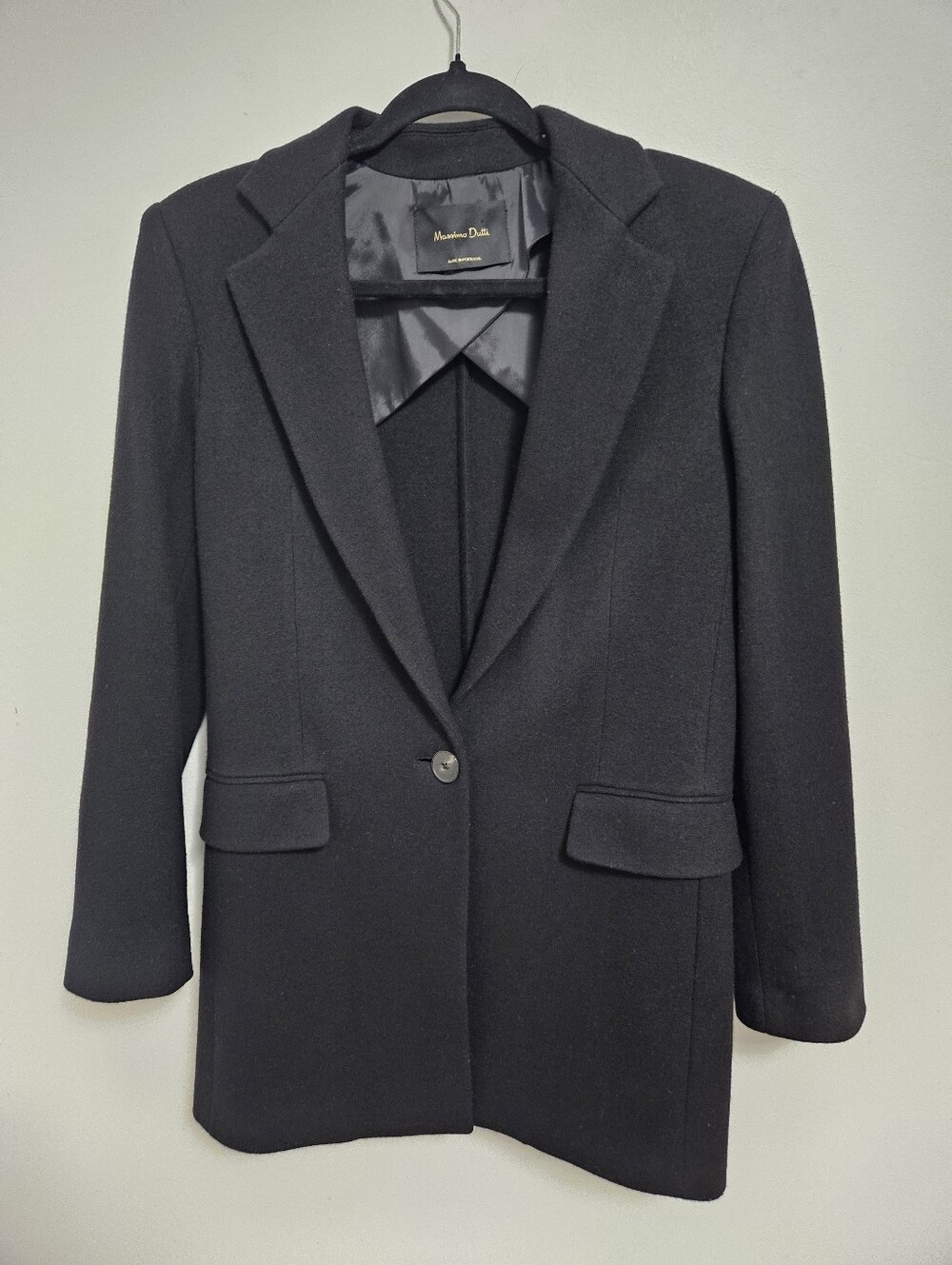 Massimo Dutti Single Breast Black Wool Blazer XS Minimalist Corporate Office